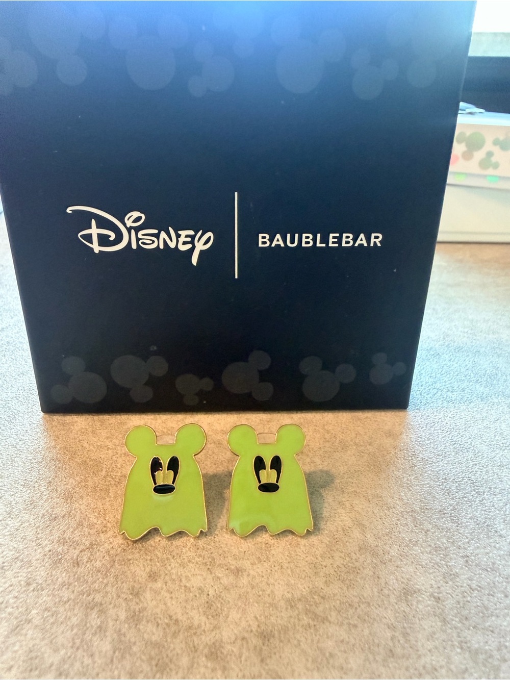 Disney x BaubleBar Green Ghost Mickey Earrings